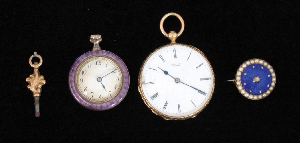 Appraisal: A LADY'S CONTINENTAL GOLD AND ENAMEL FOB WATCH by Henry