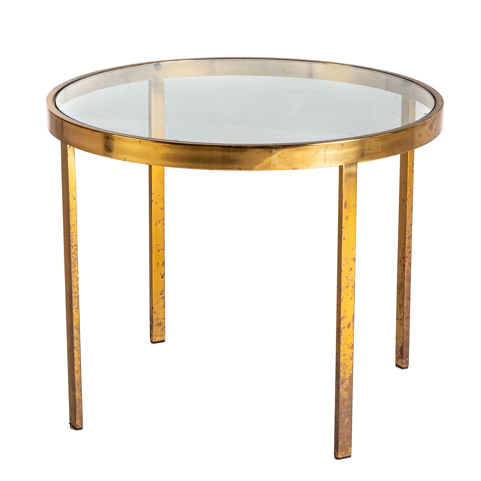 Appraisal: MODERN BRONZE CIRCULAR GLASS TOP TABLE in H in Diam