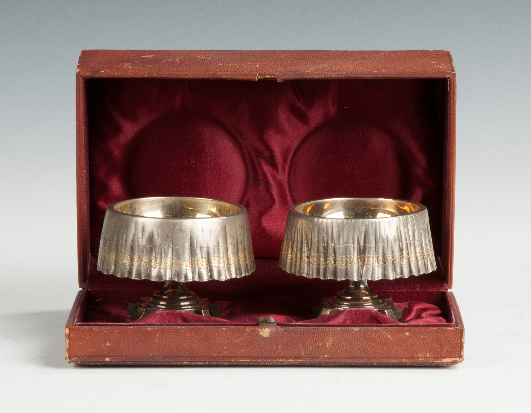 Appraisal: Pair of Trompe L'oeil Sterling Silver Master Salts th cent