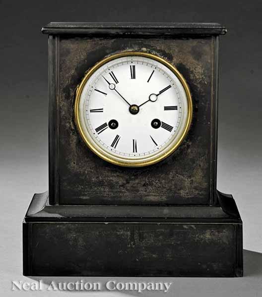 Appraisal: An Antique French Slate Mantel Clock th c striking bell