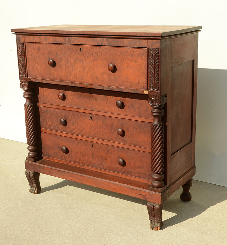 Appraisal: LARGE GENTLEMANS CHEST OF DRAWERS Mahogany veneer front large single