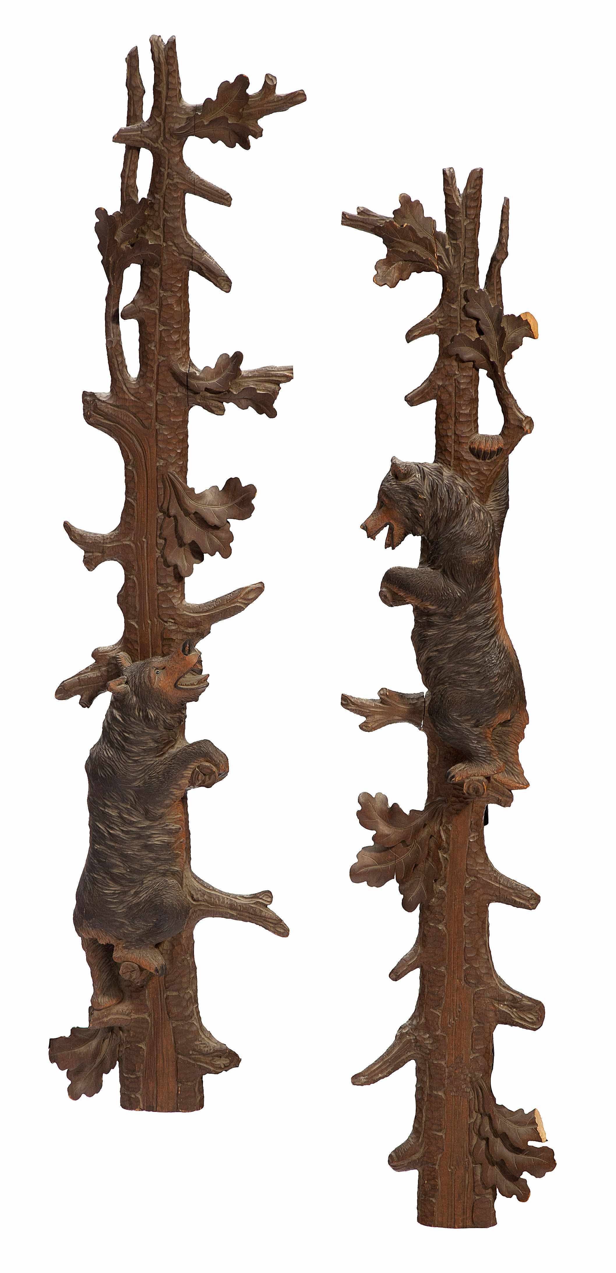 Appraisal: A pair of Black Forest wall mounted hanging racks height