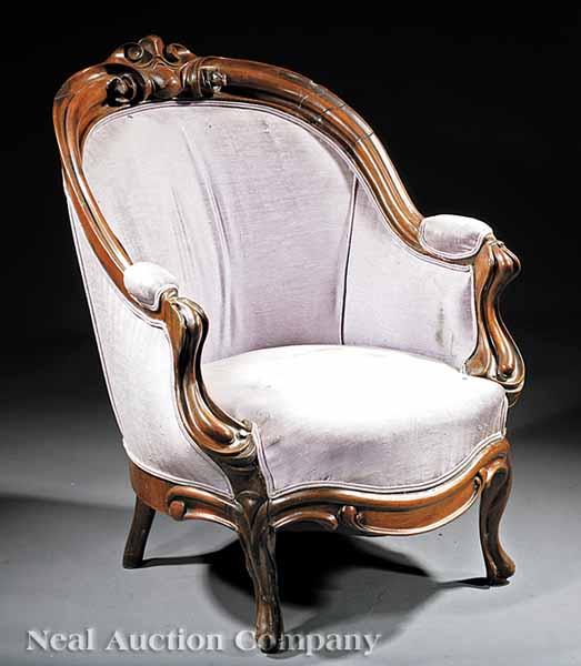 Appraisal: An American Rococo Walnut Berg re th c horseshoe shaped