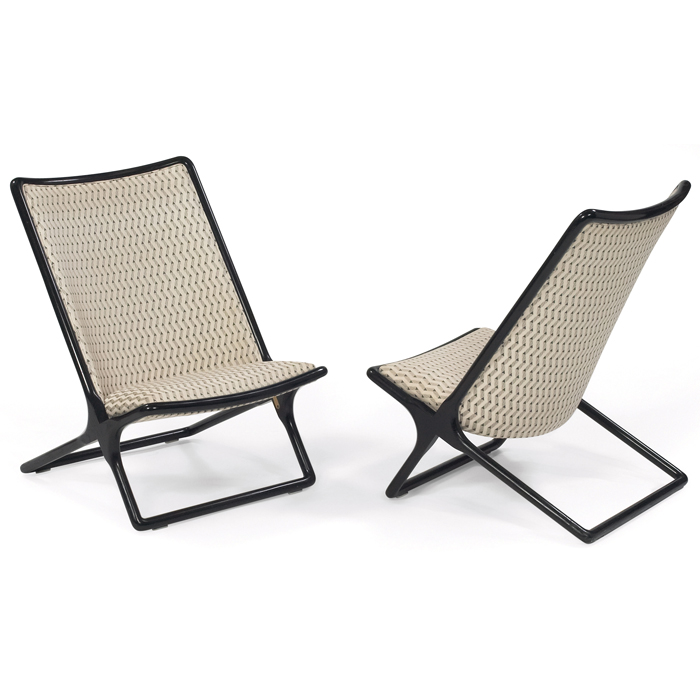 Appraisal: Ward Bennett Scissor chairs pair by Brickel Associates stained ash