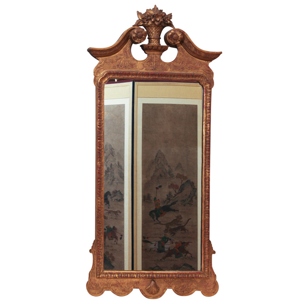 Appraisal: George II Style Gilt-Wood Mirror The rectangular mirror plate surmounted