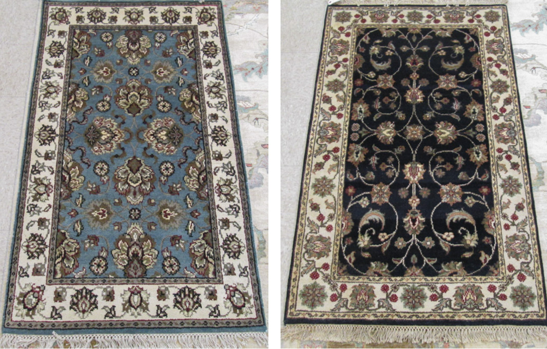 Appraisal: TWO HAND KNOTTED ORIENTAL AREA RUGS Indo-Persian ' x '