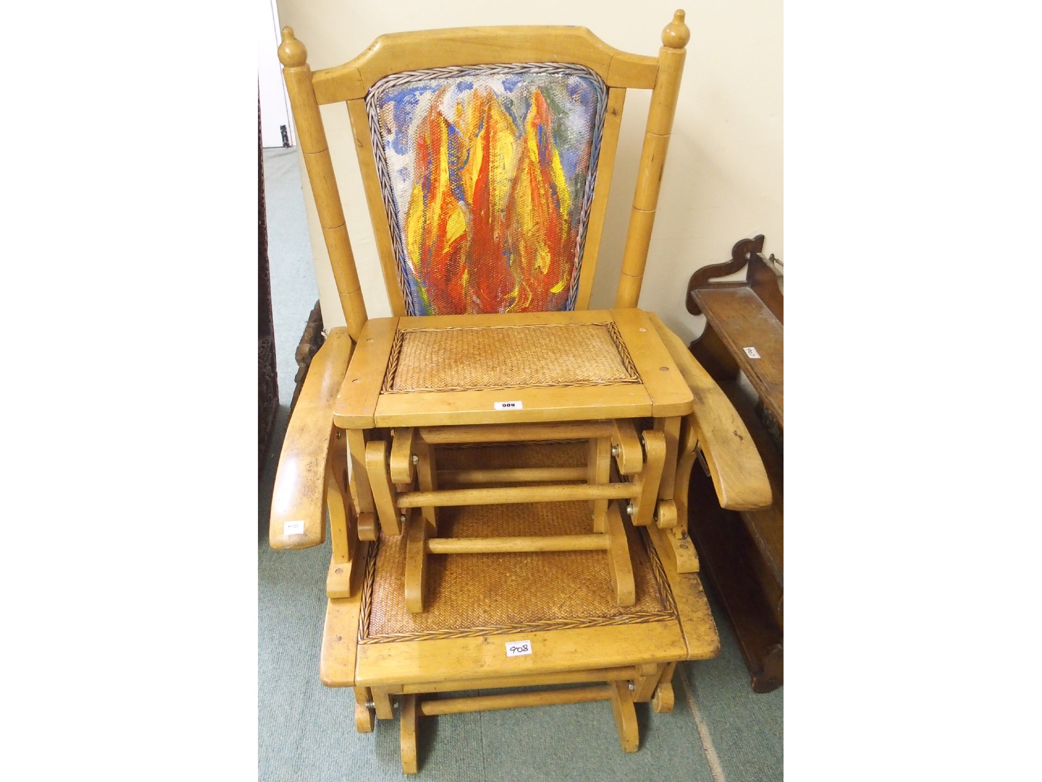 Appraisal: An American rocking chair and stool