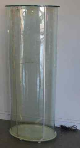 Appraisal: Modernist Oval Tall Curved Glass Vitrine Possibly Pace From a