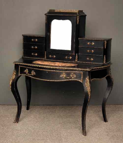 Appraisal: A late th Century French ebonised bonheur du jour the