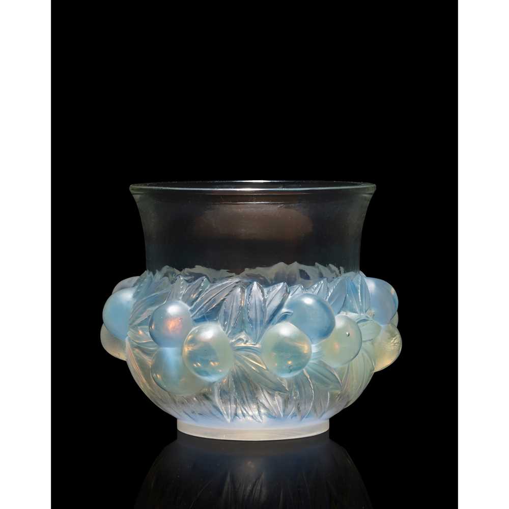 Appraisal: REN LALIQUE FRENCH - PRUNES VASE NO designed opalescent and