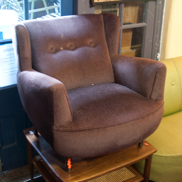 Appraisal: PARKER ARMCHAIR UPHOLSTERED IN CHOCOLATE BROWN VELVETEEN