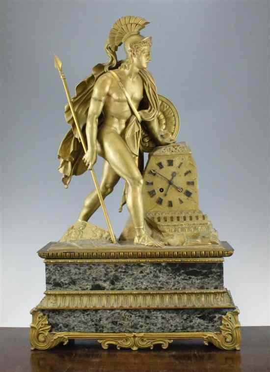 Appraisal: A French Second Empire ormolu and green marble mantel clock