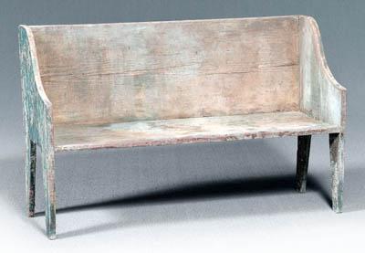 Appraisal: Green painted pine bucket bench pine throughout with old weathered