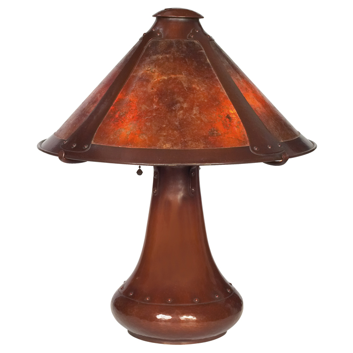 Appraisal: Dirk Van Erp table lamp flaring mica shade with an