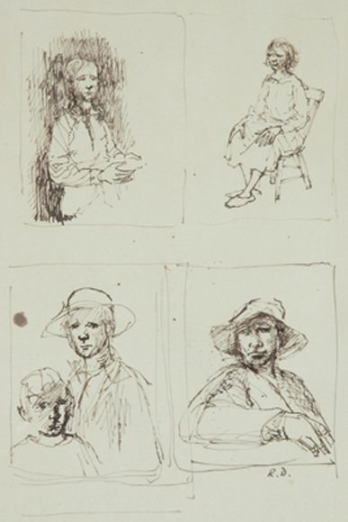 Appraisal: George Russell Drysdale - Sheet of Studies pen and ink