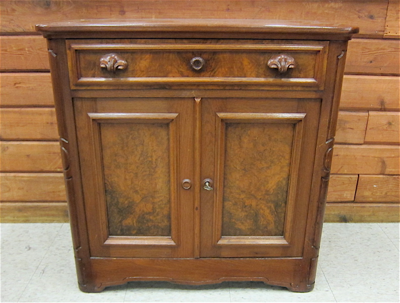 Appraisal: VICTORIAN WALNUT COMMODE AND WALL MIRROR American late th century