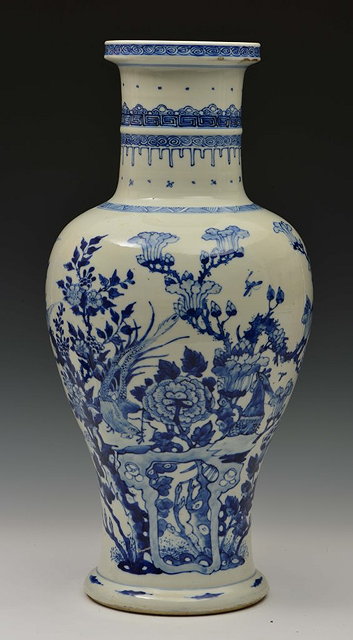 Appraisal: A CHINESE BLUE AND WHITE VASE of inverted baluster form