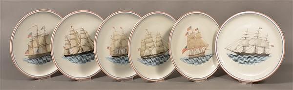 Appraisal: Set of Mottahedeh Sailboat Decorated Plates Set of Six Mottahedeh