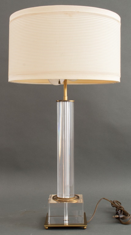 Appraisal: CHARLES HOLLIS JONES STYLE BRASS LUCITE LAMP Charles Hollis Jones