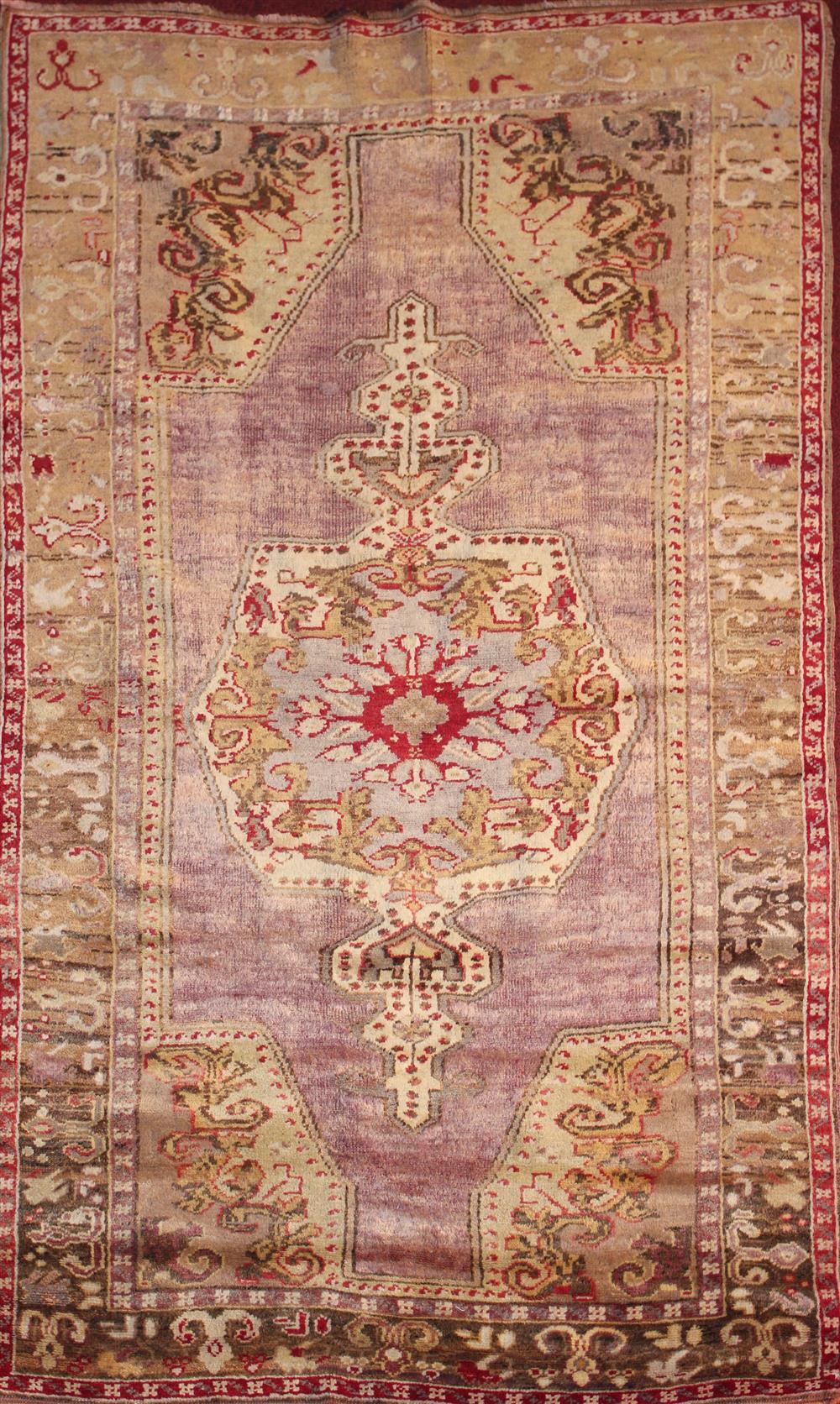 Appraisal: TURKISH OUSHAK WOOL RUG taupe field approx ' x '