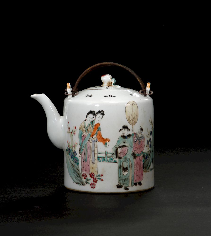 Appraisal: Chinese Famille Rose Figure Teapot Famille Rose Figure Teapot four