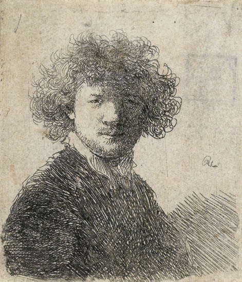 Appraisal: REMBRANDT VAN RIJN Self Portrait with Curly Hair and White