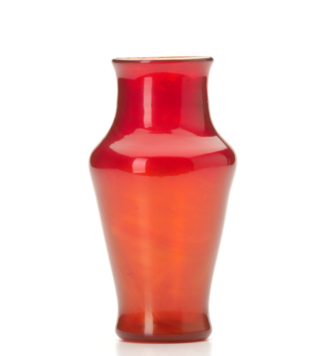 Appraisal: TIFFANY STUDIOS Red glass vase internally decorated with opalescence streaking