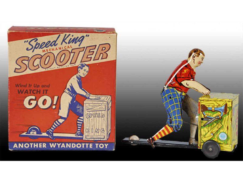 Appraisal: Wyandotte Tin Wind-Up Speed King Scooter Toy Description - ''