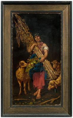 Appraisal: Italian School genre painting peasant with sheath of corn and