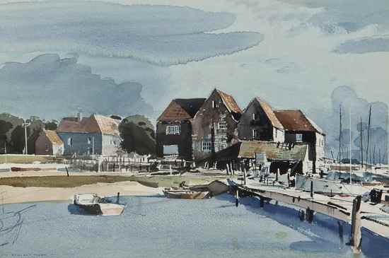 Appraisal: Rowland Hilder OBE PRI - Birdham Pool watercolour and ink