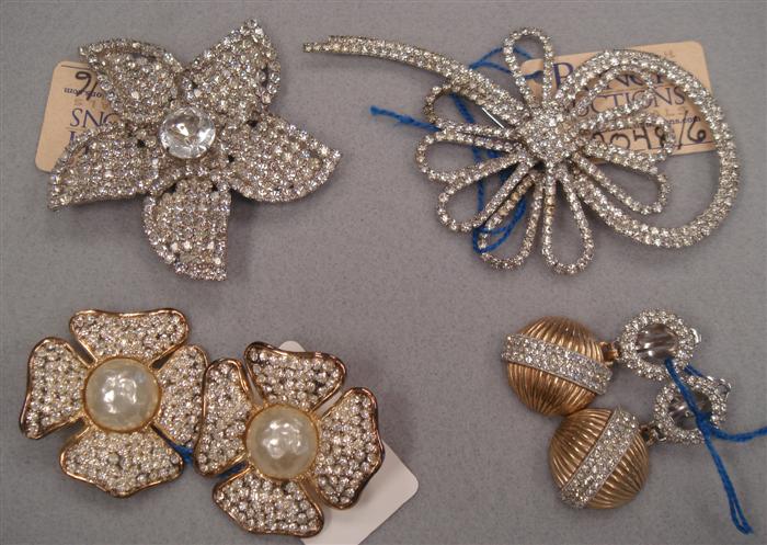 Appraisal: Rhinestone grouping consisting of two pairs of earrings and two