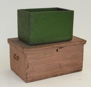 Appraisal: NE Pink Green Painted Pine Diminutive Chests NEW ENGLAND TH