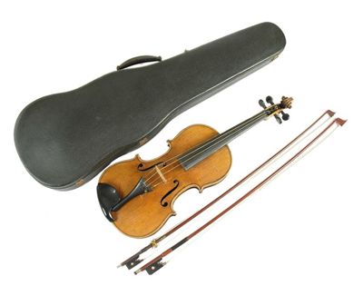 Appraisal: A violin with a two piece back and a printed