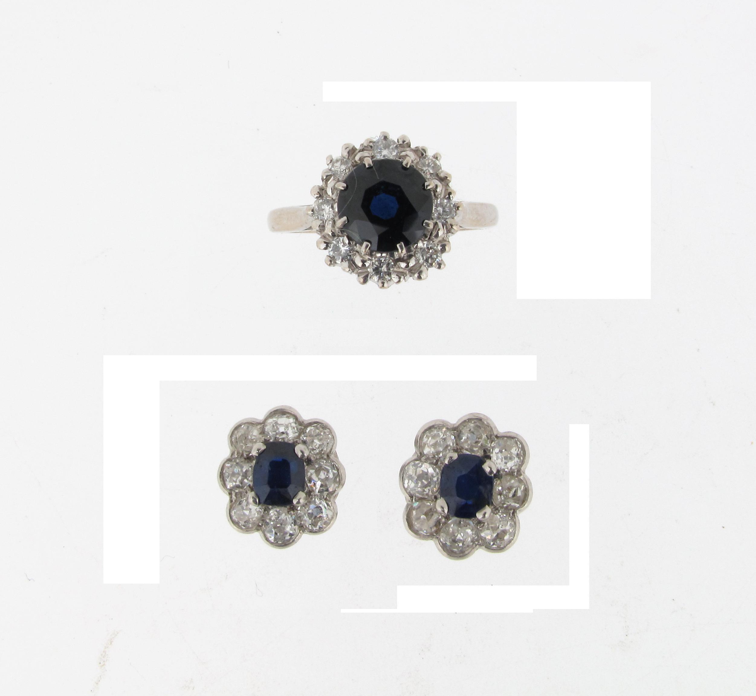 Appraisal: A sapphire and diamond set ct white gold cluster ring