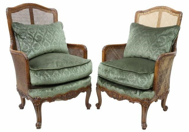 Appraisal: pair French Louis XV style armchairs late th early th