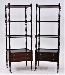 Appraisal: PR American Mahogany Two Draw Book Shelf Stands UNITED STATES