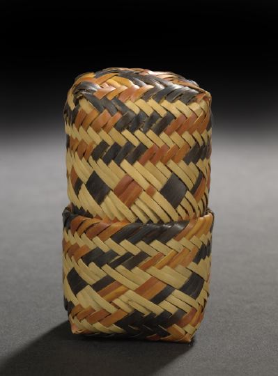 Appraisal: Native American Chitimacha Double Weave Miniature Trinket Basket late th