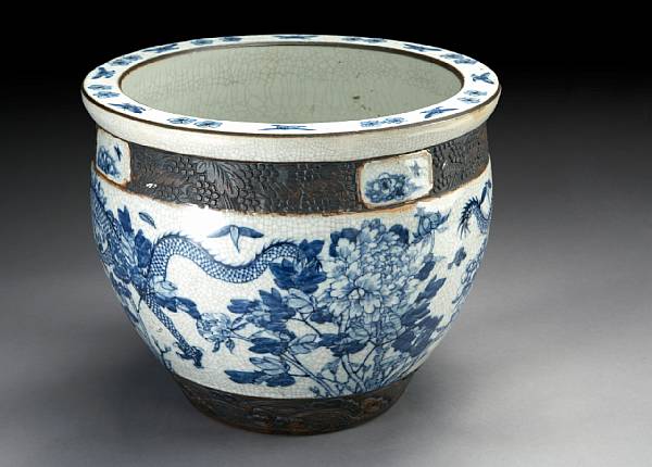 Appraisal: Two Chinese porcelain containers with underglaze blue and iron brown