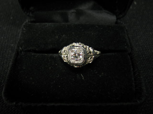 Appraisal: Diamond Ring carat diamond in antique k white gold filigree