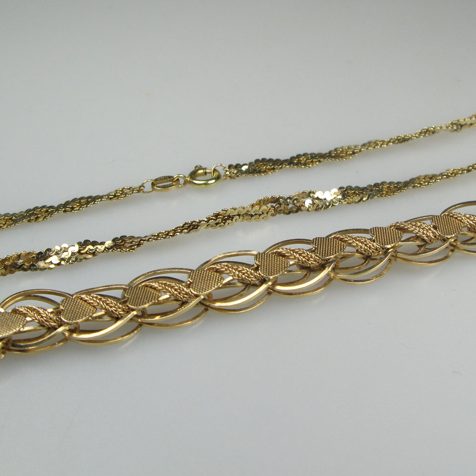 Appraisal: k Yellow Gold Braided Chain and a k yellow gold