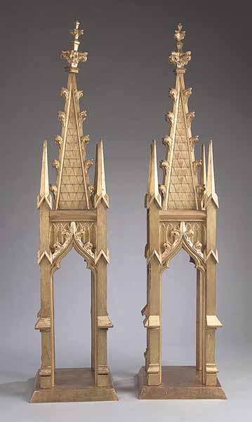 Appraisal: A Pair of Antique French Gothic Revival Carved Painted and