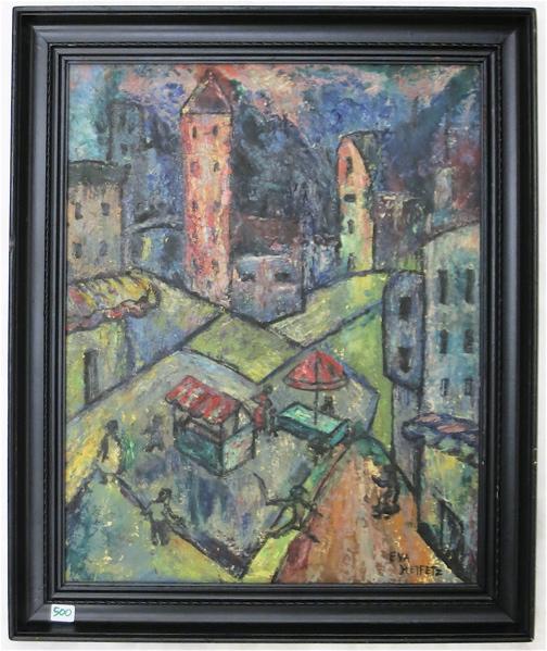 Appraisal: EVA HEIFETZ OIL ON BOARD American th century City street