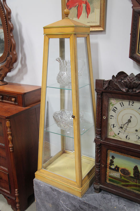 Appraisal: PAIR OF DISPLAY CASES Yellow painted cases of tapered form