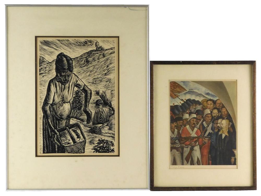 Appraisal: Two framed prints Diego Rivera Mexico - La Revolution off-set