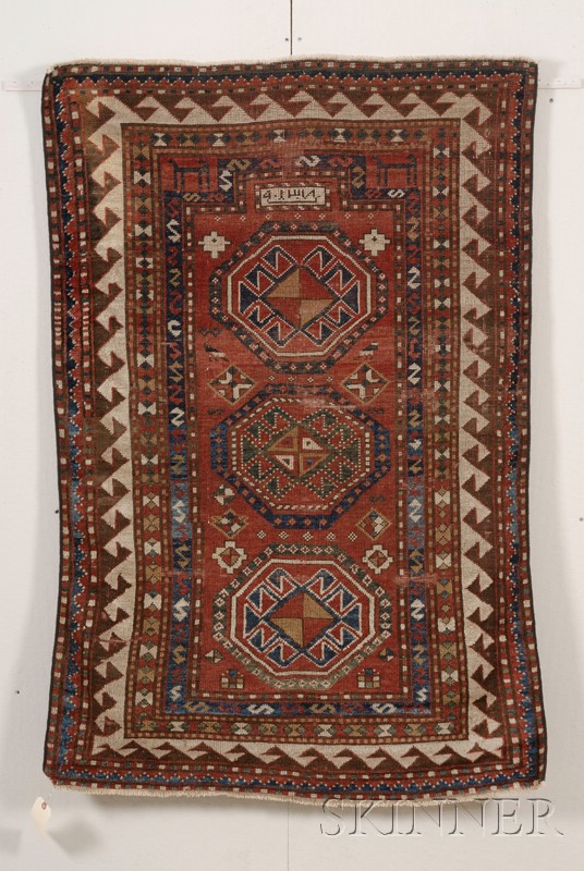 Appraisal: Bordjalou Kazak Prayer Rug Southwest Caucasus dated small spots of