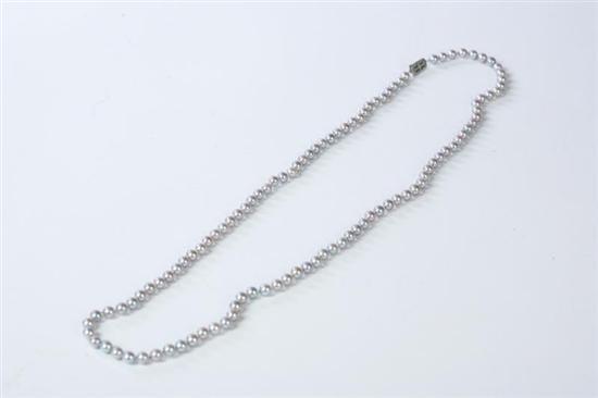 Appraisal: PEARL NECKLACE Single strand of one hundred-six silver-colored cultured pearls