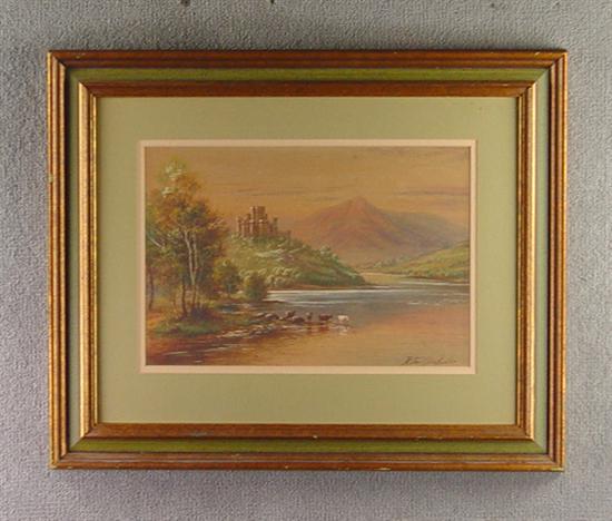 Appraisal: Drinkwater Milton British Watercolor with rural castle with stream and