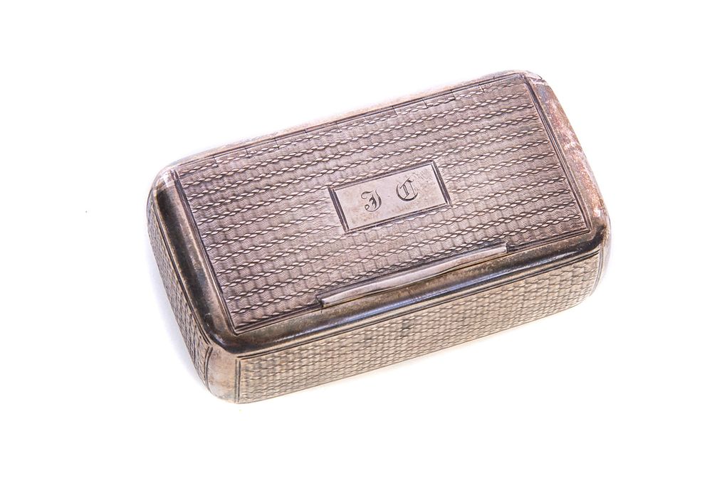 Appraisal: English Sterling Silver Snuff Box Monogramed English Sterling Silver Snuff