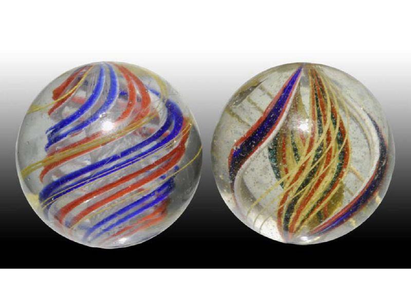 Appraisal: Lot of Ribbon Swirl Marbles Description Both - '' Condition