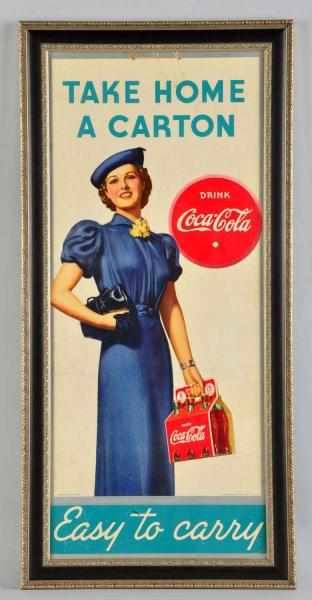 Appraisal: Cardboard Coca-Cola Poster Nicely framed under glass Medium soiling minor